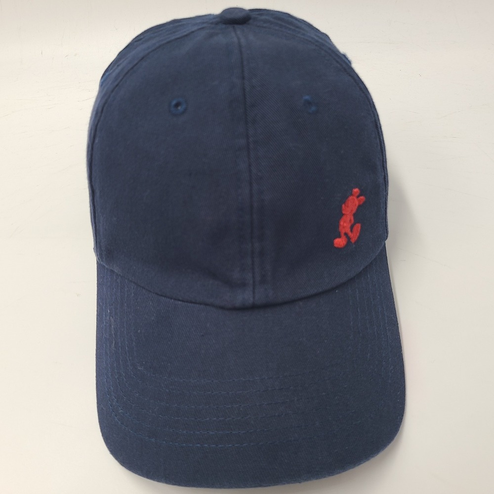 Mickey Mouse Hat Strapback (Fits Small) Disney Parks Blue Red Logo Casual Cotton